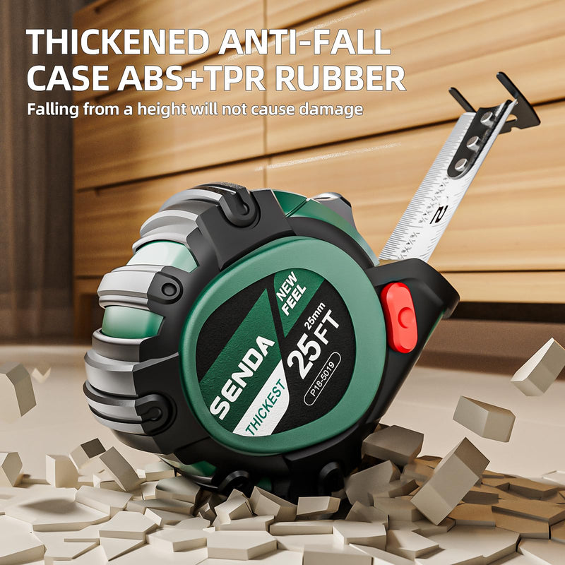 [Australia - AusPower] - Tape Measure 25Ft,Heavy Duty Measuring Tape with 25mm Wide with Three Stops, High Precision Retractable Measuring Tape,Rubber for Comfortable Grip, Fraction Markings(25FT*2) 2 7.6 m 