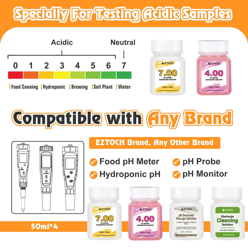 [Australia - AusPower] - pH Meter for Food with Calibration Solution Electrode Cleaning Solution Electorde KCL Storage Solution for Food Canning 