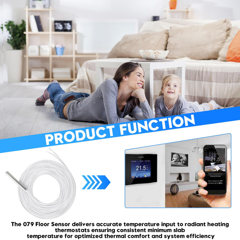 [Australia - AusPower] - 079 Slab Sensor Fits for Floor Temperature Sensing in Floor Heating Applications, Thin Casing Allows for Retrofit Installation Between Tile Spaces, 1 Pack 