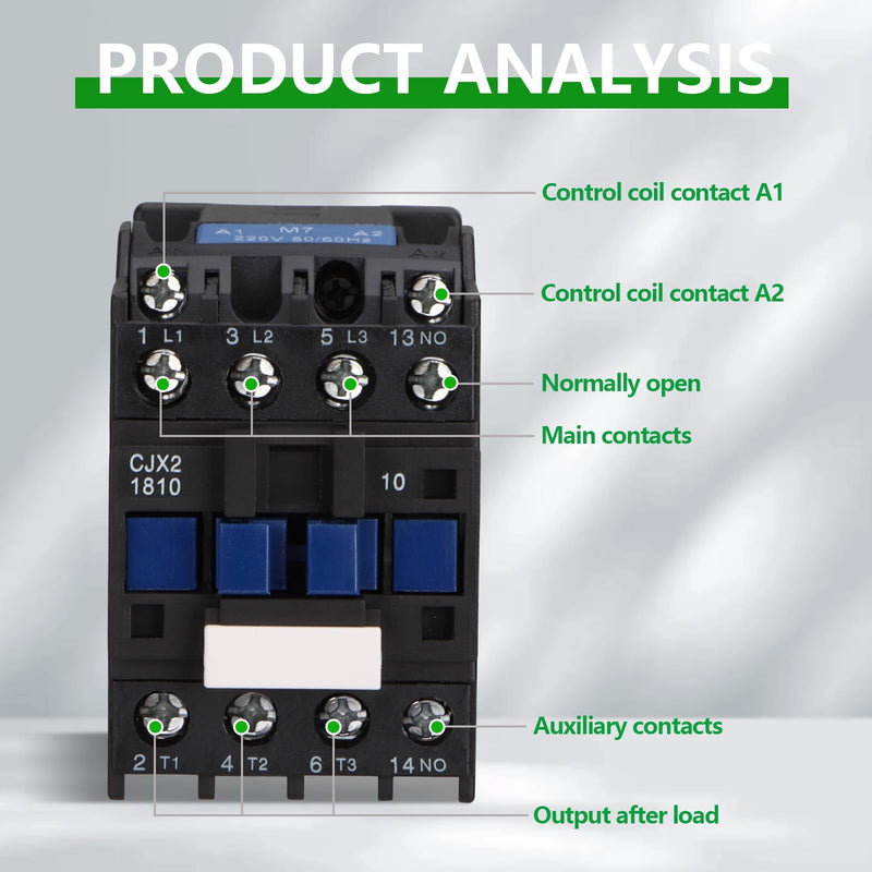[Australia - AusPower] - Wengart AC contactor CJX2-1810, AC220V 4, normally open, 18A, control high currents precisely through modular design and simplify installation and maintenance 1NO_AC220V 