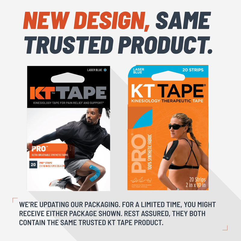 [Australia - AusPower] - KT Tape, Pro Synthetic Kinesiology Athletic Tape, 20 Count, 10” Precut Strip Jet Black 
