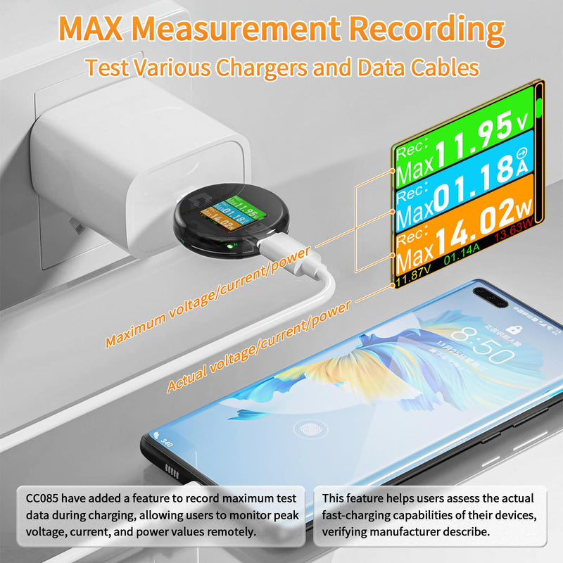 [Australia - AusPower] - USB C Power Meter USB C Tester, USB Multimeter 4.5-50V 0-6A Touch Control Voltage Current Capacity Amp Volt Voltmeter Ammeter Detector Digital Tester for Chargers Power Bank Cable 