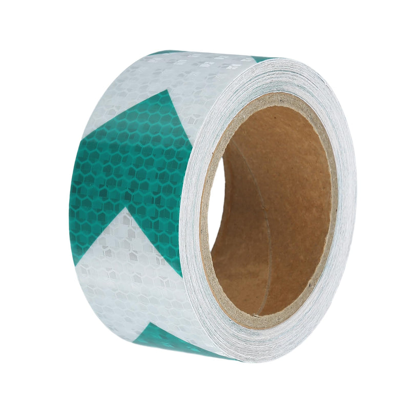 ACROPIX Universal 5cmx10m Green and White Arrow Car Reflective Stickers Reflective Tape Safety Warning Reflective Protector - Pack of 1