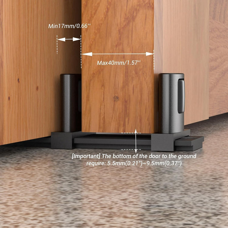 Siding Closet Door Floor Guide,Barn Door Guide for Bottom,Adjustable Bypass Door Floor Guide 3-Roller Design,Black（2PCS） 2 Black