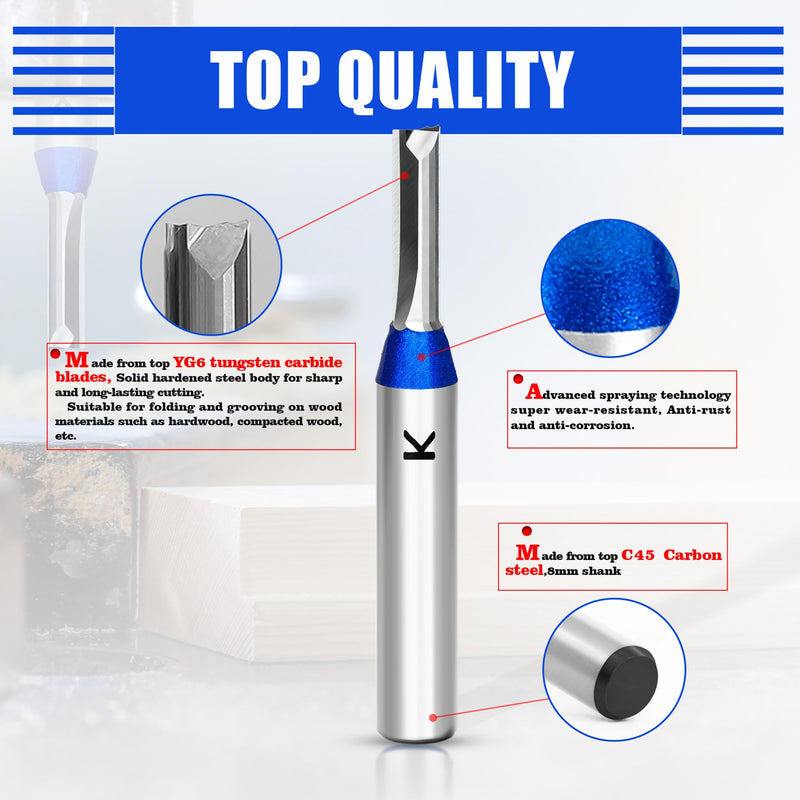 [Australia - AusPower] - ASNOMY 3 mm Groove Cutter 8 mm Shank, Carbide Cutter Router Bits, Straight Wood Cutter Router Bit Set, Milling Tool for Woodworking 1 Stück--8xØ3x12mm 