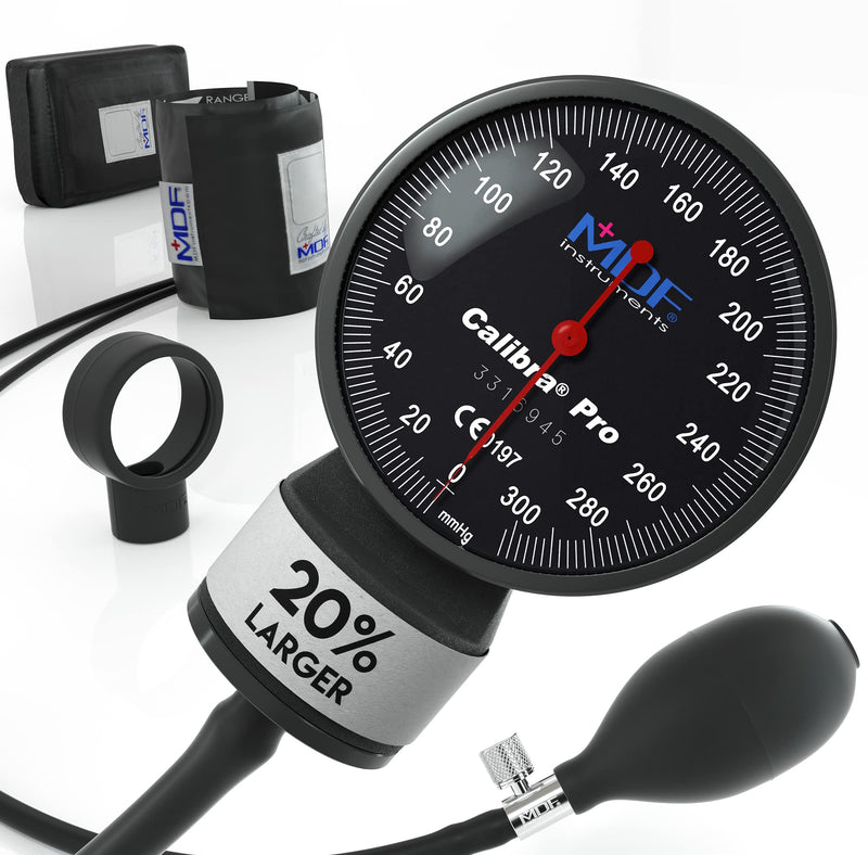 [Australia - AusPower] - MDF Instruments Extra Large Gauge Calibra Pro Aneroid Sphygmomanometer + Latex-Free Pediatric Replacement Blood Pressure Monitor Cuff - Double Tube 
