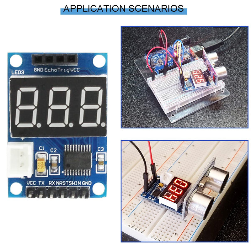 [Australia - AusPower] - 2 pcs HC-SR04P/SR04 Ultrasonic Sensor ranging Display Module 5V Test Board Display Range Finder LED Display Module with Dupont Cable for Arduino Robot 