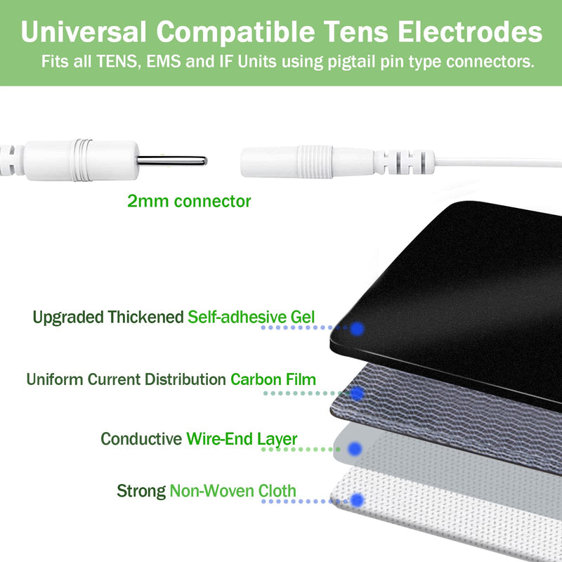 [Australia - AusPower] - 4X4" Large TENS Unit Replacement Pads for Waist and Lower Back Pain Relief Thicked TENS Unit Pads Self-Adhesive Electrode Pads Compatible with TENS 7000, AUVON TENS- 6 PCS 4x4",6Pcs 
