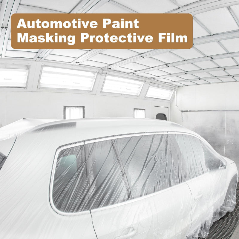HARFINGTON 3pcs Pre-Taped Masking Film 43.3" x65ft Adhesive Tape and Drape Painters Plastic Drop Cloth Film with Tape Plastic Sheeting for Automotive Painting Covering, Clear 43.3"x65ft 3