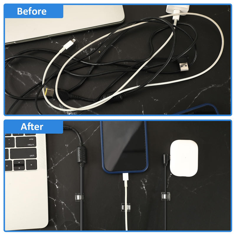 [Australia - AusPower] - 80 PCS Adhesive Cable Clips Christmas Clear Light Strip Mounting Clips Led Light Wire Holder Cable Clamp Organizer for Desk Outdoor Wall Cable Transparent 14 mm 