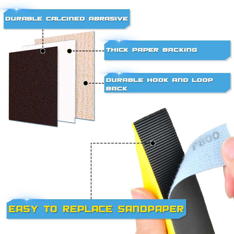 [Australia - AusPower] - Taspire Wet Sandpaper Set, Sandpaper Set 9 x 3 cm, Grit 120 to 5000, Sandpaper Fine (Pack of 75) 