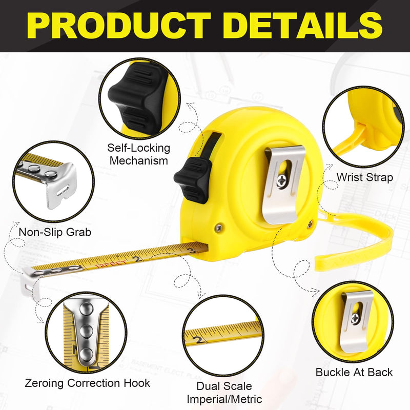 Xuhal 24 Pcs 12 ft Mini Tape Measure Retractable Bulk Small Measuring Tape Pocket Size Measurement Tool for Operation Christmas Items Party Favor Gift Stuffer for Men