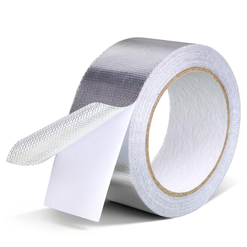 YINTTIAN Aluminum Foil Heat Shield Tape, 2in x 66ft Glass Fiber High Temp Heat Resistant Tape, Silver Self-Adhesive Heavy Duty Reflective Insulation Tape for HVAC Duct, Dryer Vent, Sealing, Patching