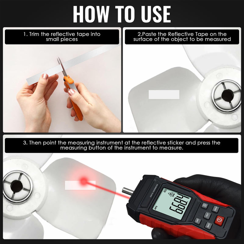 [Australia - AusPower] - TEKCOPLUS 2-in-1 Digital Tachometer with Laser & Contact Non-Contact Laser Tach Meter 3-99,999 RPM, Backlit RPM Gauge for Cars, HVAC, Motors 