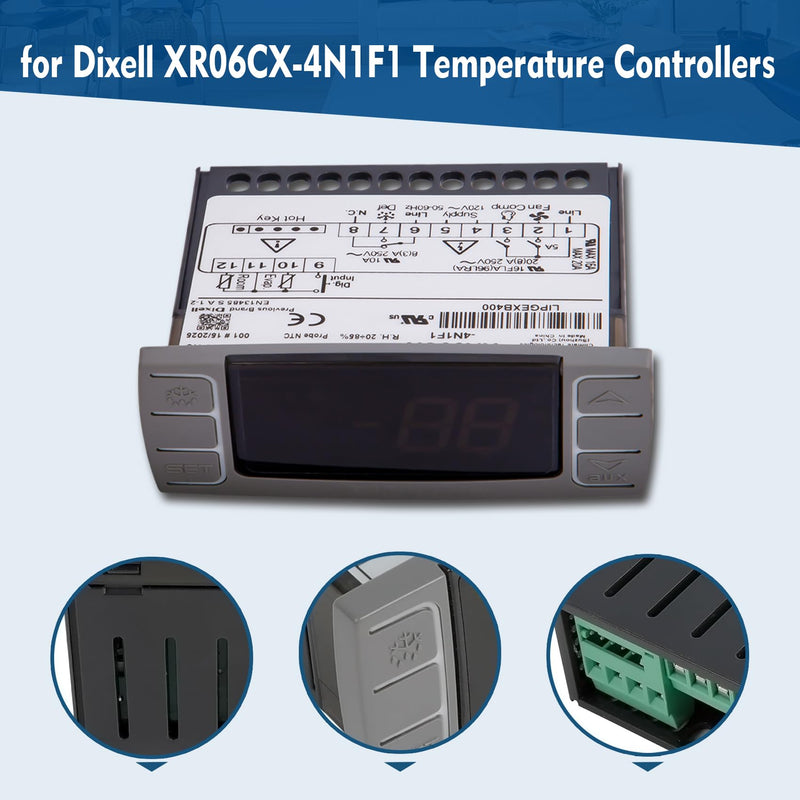 [Australia - AusPower] - for Dixell XR06CX-4N1F1 Temperature Controller, Fit for 120V 50-60hz Commercial Refrigerators/Freezer,for Dixell Temperature Controller with Sensor Probe (4N1F1) 4N1F1 