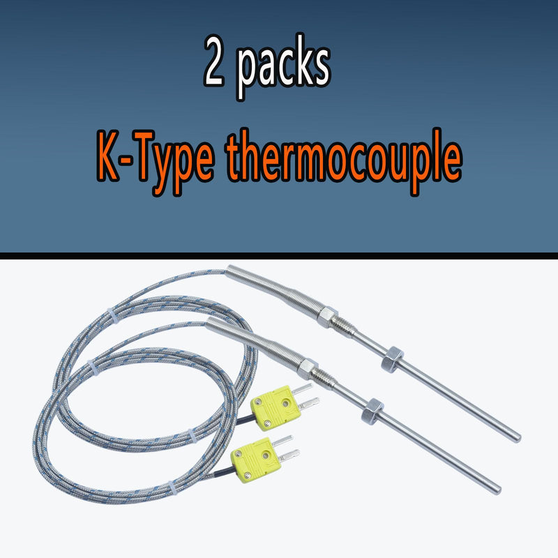 [Australia - AusPower] - 2 Packs tce-k05h5-100 K-Type thermocouple Probe M8 Screw Temperature Range 77°F to 1472°F 