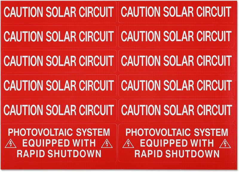 62-Pack Solar PV System Label Kit - Code 2020/2023 Compliant Photovoltaic Stickers - UV Resistant & Reflective Vinyl - Complete Solar Warning Labels for Installers, Inspectors & Homeowners