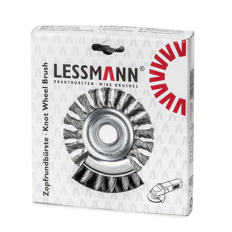 [Australia - AusPower] - Lessmann 34841 Round Braided Brush 125 x 14 mm 20 Z STH Smooth 0.50 mm Bore 22.2 mm 473211 125 mm Steel wire 