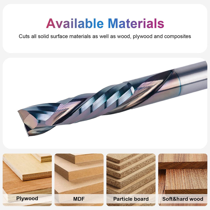 [Australia - AusPower] - SpeTool Spiral Groove Cutter 8 mm Shaft Compression 32 mm Cutting Length Spiral Cutter Groove Cutter CNC Milling Cutter Solid Carbide End Mill TAC Coating Cutter for Router Wood Cutter Router Bit Slot 1 With TAC coating 
