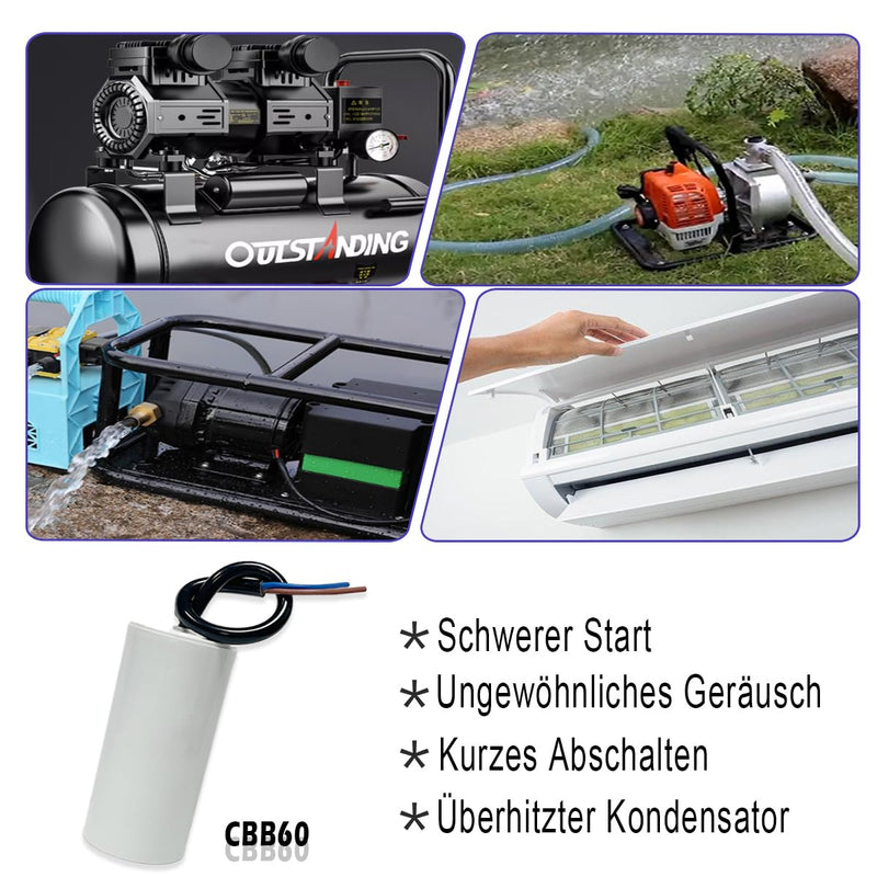 CBB60 450V 10uf 50/60HZ Starting Capacitor, Motor Operation Capacitor, ANGEEK Motor Capacitor, Suppression Capacitor, Engine Start Capacitor, Microfarad Capacitor with Wire