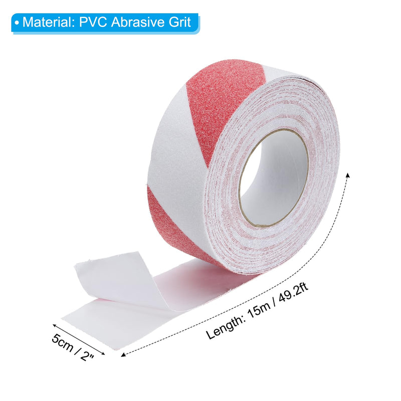PATIKIL 2 Inch x 49 Ft Anti Slip Traction Tape, Non-Slip Grip Tape Non Skid Tread Safety Tape for Stairs Steps Scooter Deck, Red and White
