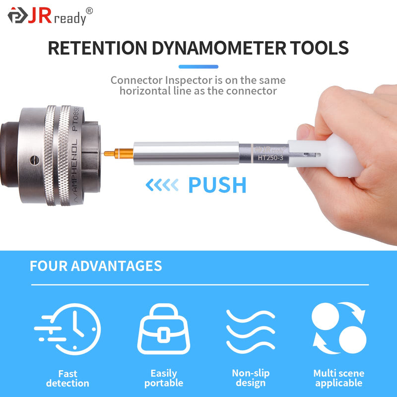 [Australia - AusPower] - JRready ST5244-HT250 Retention Dynamometer Kit, HT250-3 Electrical Tension Tester Tool with Socket & Pin Tester Tips Provides The Correct Positioning for 20# 22# Contacts 