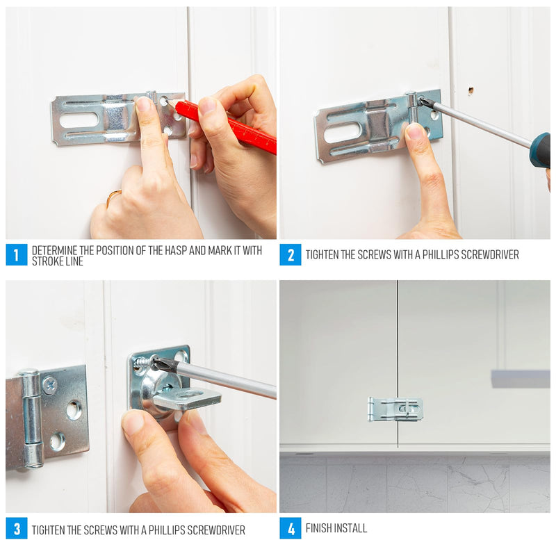 [Australia - AusPower] - 3-1/2" Swivel Staple Safety Hasps, Gate Door Hasp Latch with Twist Knob, HOME MASTER HARDWARE Padlock Clasp Lock Hasp Fence, Gate, Cabine, 4 Pack 