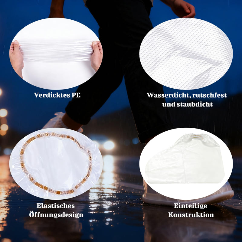 20 Pairs Reusable Shoe Covers Waterproof Disposable Shoe Covers with Elastic Band Transparent Overshoes Tear-Resistant Non-Slip One Size Water and Dustproof | Disposable shoe covers with elastic, transparent overshoes, tear-resistant, non-slip, one siz...