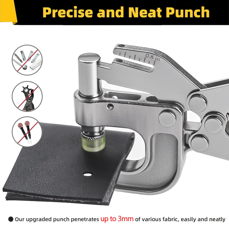 [Australia - AusPower] - Grommet Tool Kit w/Built-in Grommet Punch - 1/4 inch Tarp Grommet Kit, 6mm Grommet Tool Heavy Duty with 200pcs Copper Grommets, Eyelet Tool for Fabric Leather Clothes 