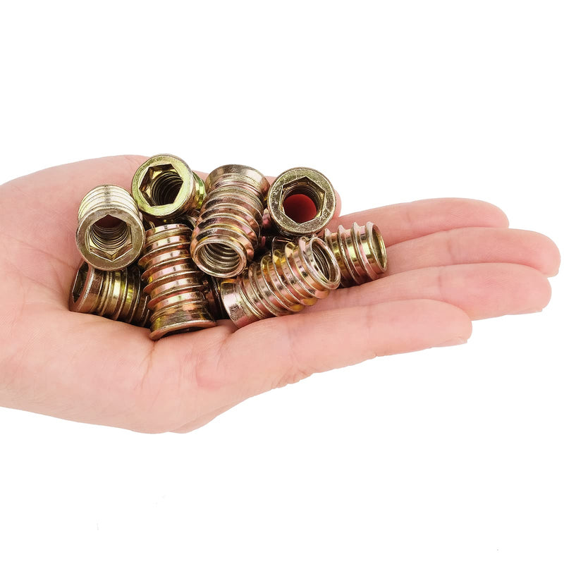 [Australia - AusPower] - 40Pcs 3/8"-16 x 25mm Threaded Inserts for Wood Furniture Screw in Nut Inserts 3/8-16 Threaded Bolt Fastener Connector Hex Socket Drive for Wood Furniture Assortment (with Hex Spanner) 