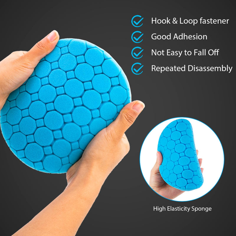 Buffing Polishing Pads, 5Pack 6.5 Inch Face for 6 Inch Backing Plate Compound Buffing Sponge Pads Cutting Polishing Pad Kit for Car Buffer Polisher, Polishing and Waxing 5pcs-6Inch