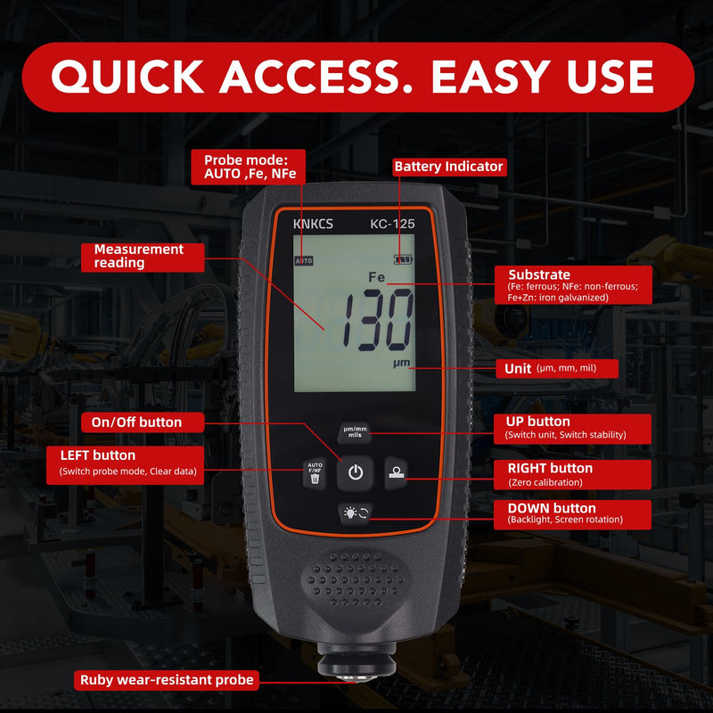 [Australia - AusPower] - Paint Thickness Gauge for Cars - Accurate Mil Thickness Gauge for Iron/Aluminum/zinc Car Body Filler Tester for Used Car Buyers & Auto Body Shops, with Rotating Screen & Continuous Measurement 