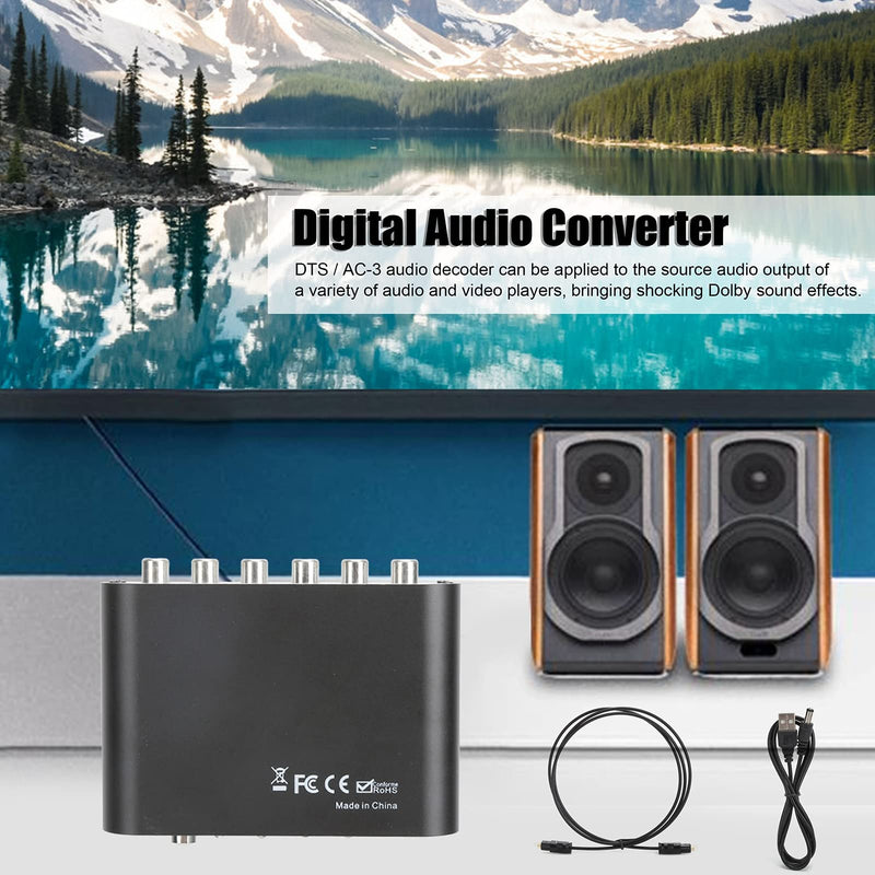 [Australia - AusPower] - Digital Audio Converter,5.1 Channel Audio Decoder,AC‑3 Audio Decoder Digital Optical Coax to Analog Audio for Home/Concert Hall/Cinema.((Host+USB+Optical Fiber)) 