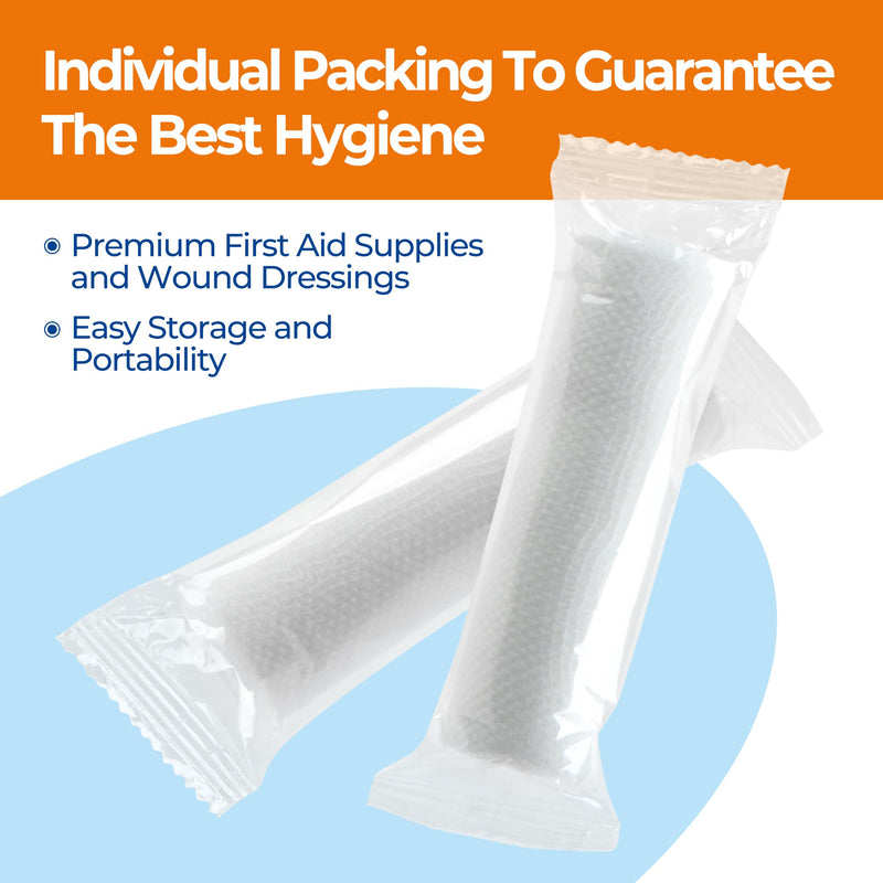 [Australia - AusPower] - 24 Pack Gauze Roll Bandages, Conforming Stretch Gauze Bandage Non-Sterile, Individually Wrapped 4" x 4.1yds Includes Medical Tape, Premium First Aid Supplies and Wound Dressings 4" x 4.1yds 24rolls 