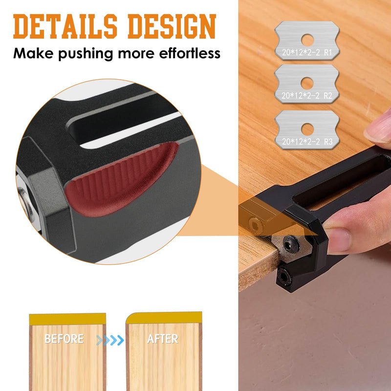 Professional Edge Banding Trimmer Kit - Adjustable Edge Banding Trimmer,veneers,with Tungsten Blades for Flush Trim, Chamfer & Rounded Edges on Wood, PVC & Veneer Handle + R1, R2,R3 blade