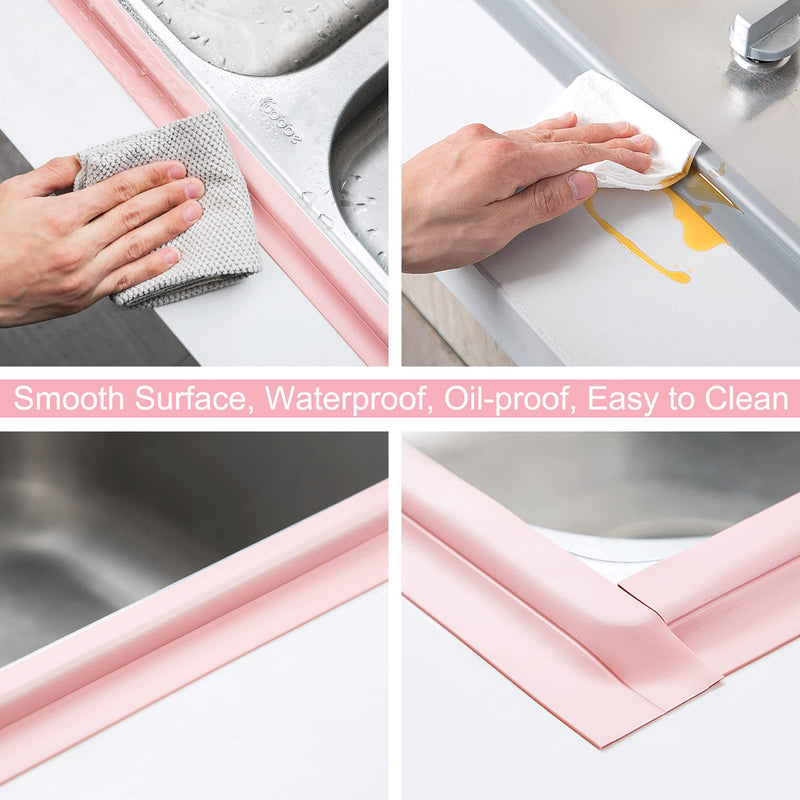 2 Roll Caulk Strip Tape, Self-Adhesive Waterproof Caulking Sealing Tape for Kitchen Countertop Sink Toilet Bathroom Bathtub Floor Wall Edge Sealing Strip 1.5 Inch x 10.5 Feet,Pink Pink