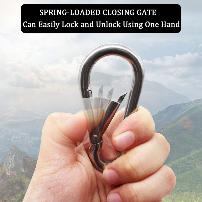 [Australia - AusPower] - Benvo 2 Pcs Carabiner Clips Spring-Snap Hook M8 3.1 Inch Quick Link 304 Steel Heavy Duty Big Spring Buckle Rope Connectors for Backpack, Hammock, Camping and Swing, Outdoor Equipments (500LB Capacity) M8-Pack of 2 