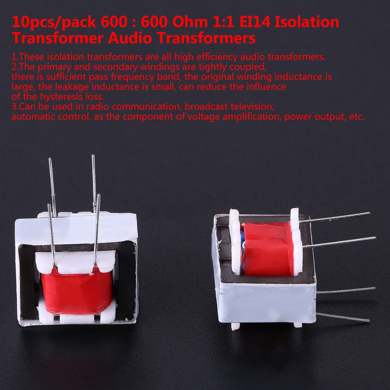 Audio Transformers,10Pcs 600:600 Ohm 1:1 EI14 Isolation Transformer,Double wire Winding