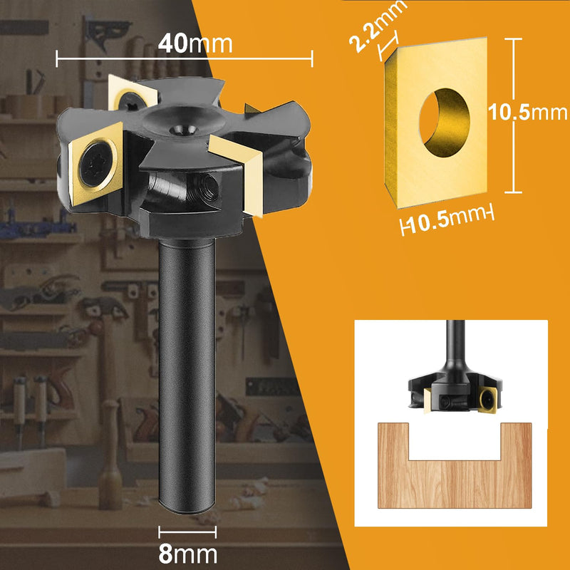 [Australia - AusPower] - SpeTool Face Cutter 8 mm Shank 40 mm Face Milling Cutter for Routers Reversible Plates Spoilboard 4 Flutes CNC Face Milling Cutter for Wood with ATS Coating Face cutter with ATS coating 
