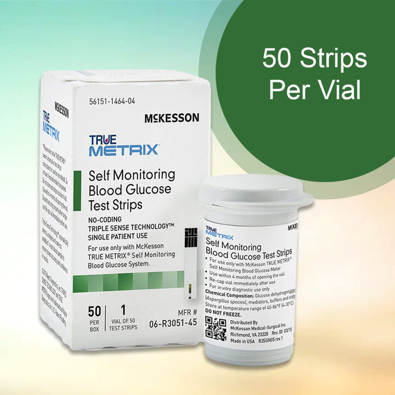 McKesson True METRIX Blood Glucose Test Strips for Diabetes [50 Strips] Self-Monitoring System 50 Count (Pack of 1)