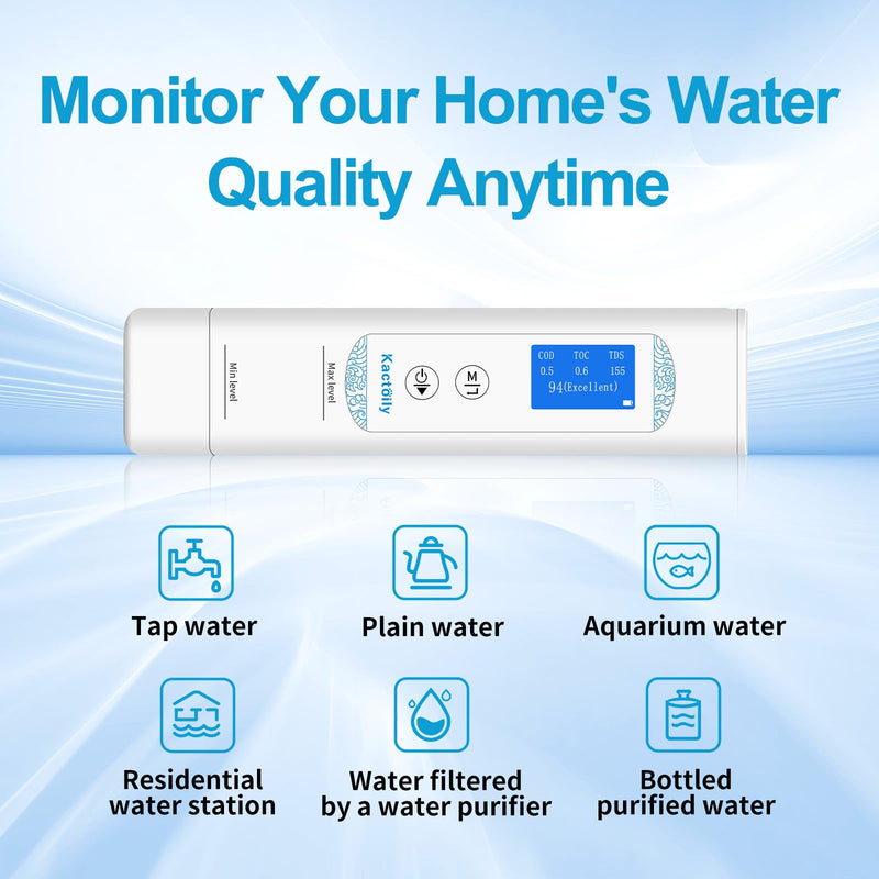 [Australia - AusPower] - 6 in 1 Digital Water Tester for Drinking Water, Lab Grade TOC/COD/EC/UV275/Temp/TDS Meter Digital Water Tester and Calibration Solution for Home, RV, Camping, Well, Tap Water 6 in 1 Water Tester with Solution 
