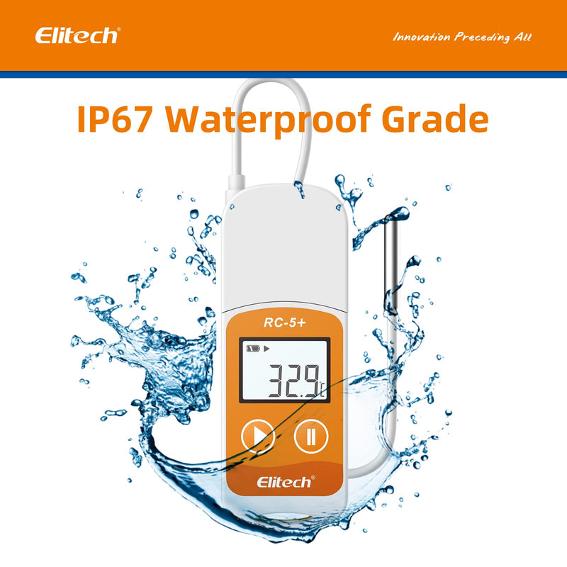 [Australia - AusPower] - Elitech RC-5+ TE Digital PDF USB Temperature Data Logger Reusable Recorder Refrigerator Thermometer 32000 Points High Accuracy (Extra External Sensor) 1 