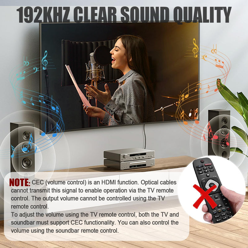 192KHz HDMI ARC/eARC to Optical Audio Adapter, HDMI ARC Cable for Soundbar to TV, Plug & Play Optical Audio to ARC Converter, Optical Audio Splitter Extractor Support for PCM/Dolby 5.1/DTS 5.1[No CEC]