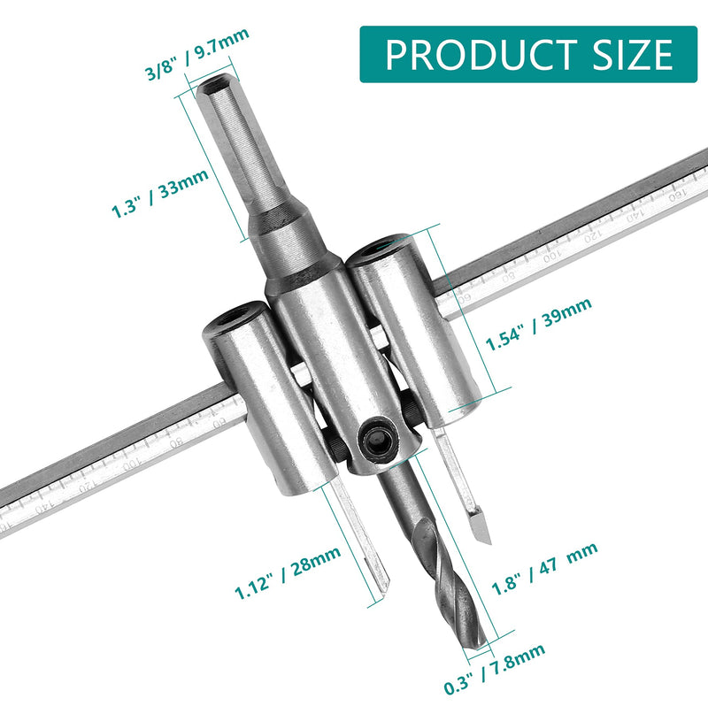 [Australia - AusPower] - Adjustable Hole Saw, 1-3/16" to 11-3/4" (30 to 300mm) Heavy Duty Adjustable Circle Cutter Drill Bit Tool for Drywall Wood Plaster, Silver S, 1-3/16" to 11-3/4" 