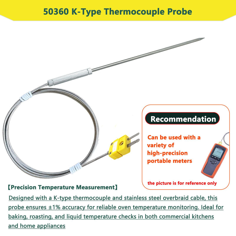[Australia - AusPower] - K Type Thermocouple Probe 50360-K Type K Oven Thermocouple Probe -40°F to 1112°F Replacement for Commercial Home Ovens Type K thermocouple Food Penetration Needle Probe 