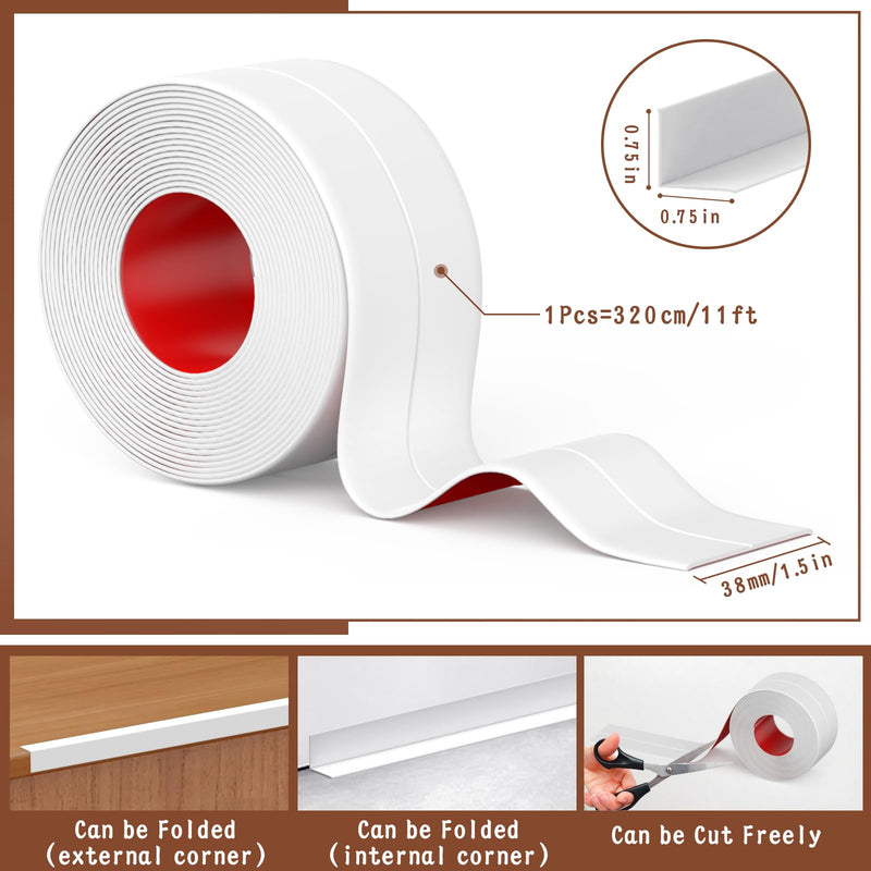 [Australia - AusPower] - Caulk Tape, Caulking Tape Sealant Strip, 3 Rolls White Caulk Tape Waterproof Self Adhesive, Bathroom Shower Bathtub Toilet Caulk Strip with Sealing Tool(1.5"x10.5Ft) 