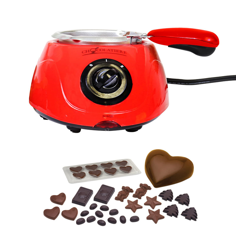 Total Chef Chocolatiere Electric Chocolate Fondue/Melting Pot and Candy Making Kit, 8.8 oz (250 g) Capacity, with 32-Piece Accessory Kit for Candy-Making, Dessert, Special Occasion, Family Dinner