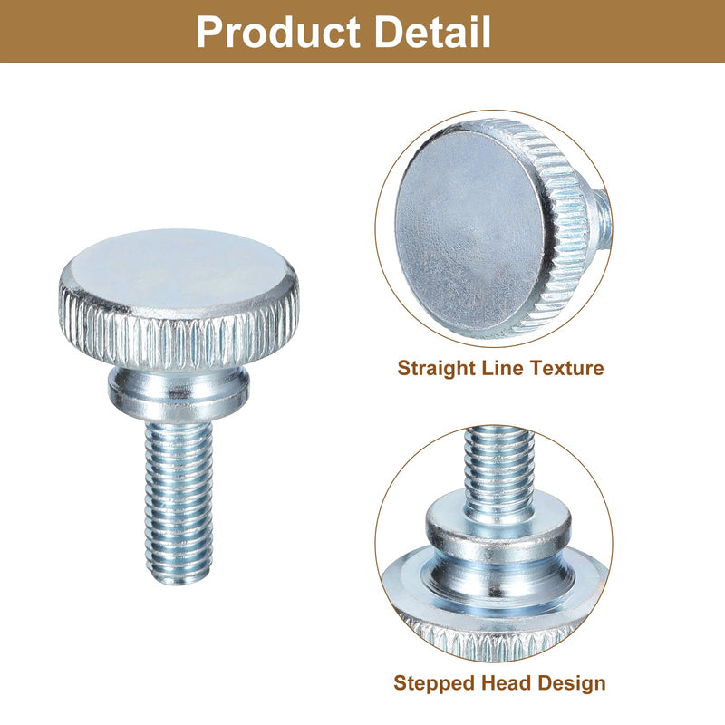 [Australia - AusPower] - uxcell M6x16mm Knurled Thumb Screws,10pcs Carbon Steel Zinc Plated Flat Knurled Head Fully Threaded Thumb Screws Bolts Fastener 10 