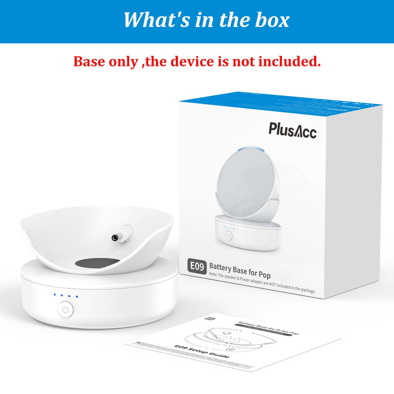 [Australia - AusPower] - PlusAcc Battery Base for Echo Pop - 5000mAh Portable Charger Stand Holder Dock, 9 Hours Playtime, Rechargeable Charging Station for Echo Pop & Google Home Mini & Xiaodu Speaker (White) White 