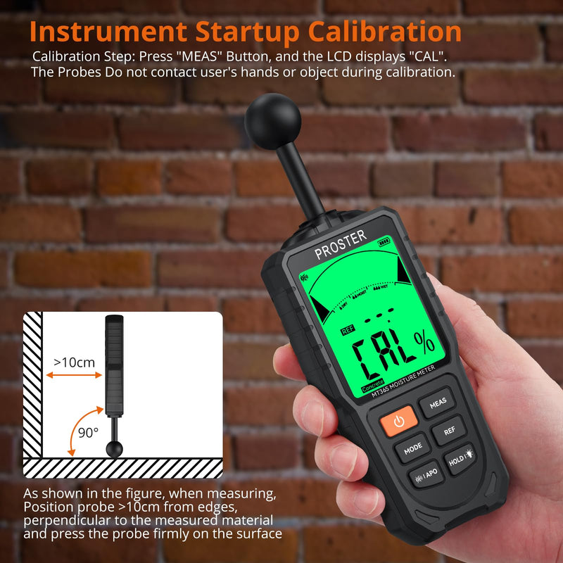 [Australia - AusPower] - Proster Moisture Meter - Wall Rechargeable Moisture Meter for Walls Wall Moisture Meter Masonry with 3-Color LCD,5 Modes Building Moisture Meter 5-40mm Analysis Depth 